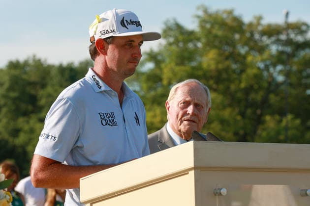 Memorial Tournament presented by Workday DUBLIN, OH - JUNE 07: J.T. Poston of Hickory, North Carolina speaks next to retired golf professional Jack Nicklaus after winning in a playoff during the final round of the Memorial Tournament presented by Workday at Muirfield Village Golf Club on June 7, 2026 in Dublin, Ohio. Dublin Ohio United States  Copyright: xAmyxLemusx originalFilename:lemus-memorial260607_npsGr.jpg