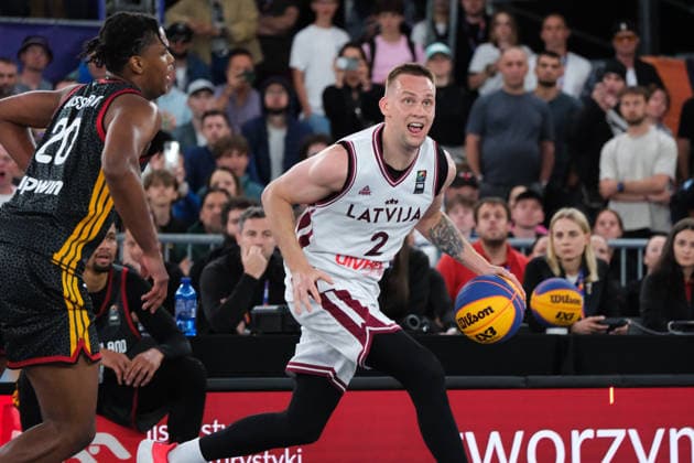 June 7, 2026, Warsaw, Masovian Voivodeship, Poland: Latvia s KARLIS LASMANIS (2) and Germany s FABIAN GIESSMANN (20) in action during the FIBA 3x3 Basketball World Cup men s final game between Latvia and Germany in Warsaw, Poland. Latvia defeated Germany to become world champions. Warsaw Poland - ZUMAk204 20260607_zip_k204_044 Copyright: xRomanxKozielx