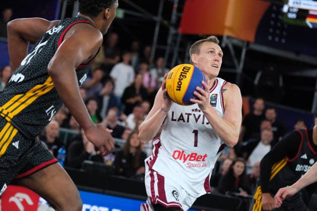 June 7, 2026, Warsaw, Masovian Voivodeship, Poland: Latvia s NAURIS MIEZIS (1) in action during the FIBA 3x3 Basketball World Cup men s final game between Latvia and Germany in Warsaw, Poland. Latvia defeated Germany to become world champions. Warsaw Poland - ZUMAk204 20260607_zip_k204_046 Copyright: xRomanxKozielx