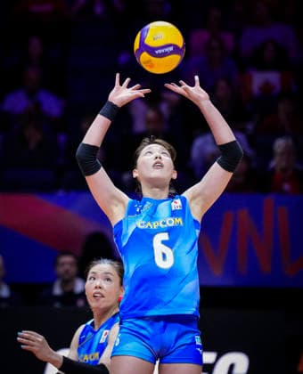 Team Japan Nanami Seki returns a shot against Team Canada during their womens Volleyball Nations League (VNL) match on June 7, 2026 in Quebec City, Canada. Noxthirdxpartyxsales  aflo_333658895 MathieuxBelangerx