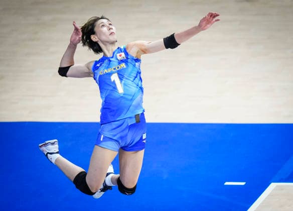 Team Japan Yukiko Wada serves against Team Canada during their womens Volleyball Nations League (VNL) match on June 7, 2026 in Quebec City, Canada. Noxthirdxpartyxsales  aflo_333659350 MathieuxBelangerx