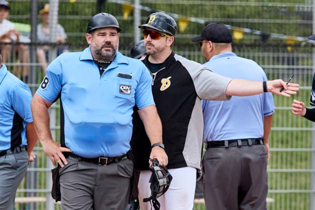 German Baseball League DBL , Munich Haar Disciples vs Stuttgart Reds, Haar Disciples, Stuttgart Reds, 2026 06 07 in Munich Haar Ballpark Eglfing STEINBACH Yves München Haar Disciples Headcoach HAAHC , VEIT Georg A 086173 UMP BB Crew Chief HP sportworld München Haar Ballpark Eglfing Bayern Germany