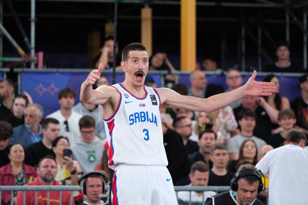 June 7, 2026, Warsaw, Masovian Voivodeship, Poland: Serbia s STRAHINJA STOJACIC (3) yells during the FIBA 3x3 Basketball World Cup men s 3rd place game between Serbia and France in Warsaw, Poland. Warsaw Poland - ZUMAk204 20260607_zip_k204_107 Copyright: xRomanxKozielx