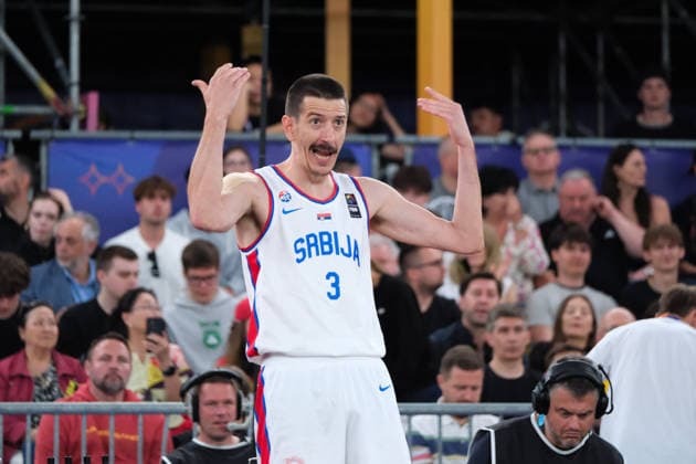 June 7, 2026, Warsaw, Masovian Voivodeship, Poland: Serbia s STRAHINJA STOJACIC (3) yells and waves during the FIBA 3x3 Basketball World Cup men s 3rd place game between Serbia and France in Warsaw, Poland. Basketball 2026: FIBA 3x3 World Cup Men s 3rd Place: Serbia 20:19 France  - ZUMAk204 20260607_zip_k204_109 Copyright: xRomanxKozielx