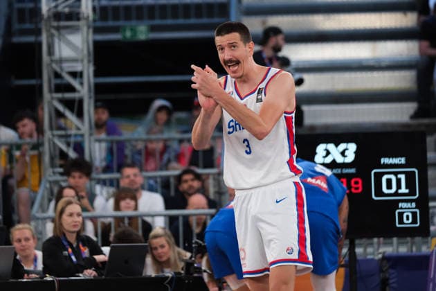 June 7, 2026, Warsaw, Masovian Voivodeship, Poland: Serbia s STRAHINJA STOJACIC (3) yells and claps during the FIBA 3x3 Basketball World Cup men s 3rd place game between Serbia and France in Warsaw, Poland. Basketball 2026: FIBA 3x3 World Cup Men s 3rd Place: Serbia 20:19 France  - ZUMAk204 20260607_zip_k204_111 Copyright: xRomanxKozielx