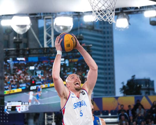 June 7, 2026, Warsaw, Masovian Voivodeship, Poland: Serbia s NENAD NERANDZIC (5) in action during the FIBA 3x3 Basketball World Cup men s 3rd place game between Serbia and France in Warsaw, Poland. Basketball 2026: FIBA 3x3 World Cup Men s 3rd Place: Serbia 20:19 France  - ZUMAk204 20260607_zip_k204_112 Copyright: xRomanxKozielx
