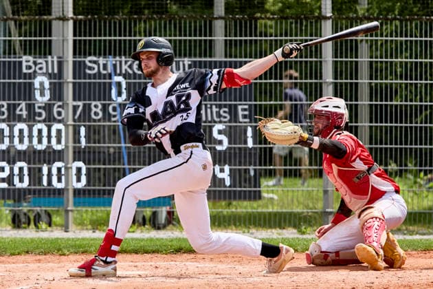 German Baseball League DBL , Munich Haar Disciples vs Stuttgart Reds, Haar Disciples, Stuttgart Reds, 2026 06 07 in Munich Haar Ballpark Eglfing ZGORZYÅƒSKI Hubert Munich Haar Disciples Shortstop Nr15 HAA15 , WITT Yannick Stuttgart Reds Catcher, Shortstop Nr6 STG6 sportworld Munich Haar Ballpark Eglfing Bayern Germany