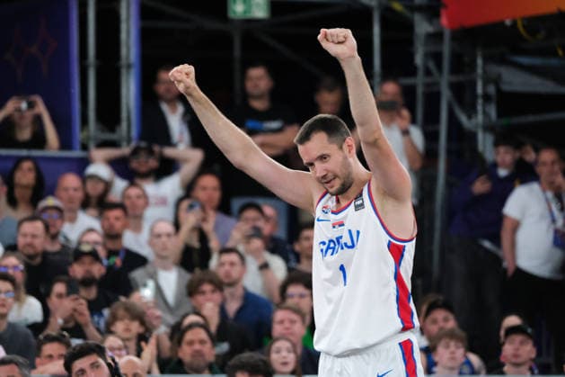 June 7, 2026, Warsaw, Masovian Voivodeship, Poland: Serbia s ANDREJA MILUTINOVIC (1) celebrates victory at the end of the FIBA 3x3 Basketball World Cup men s 3rd place game between Serbia and France in Warsaw, Poland. Serbia defeated France to win 3rd place in the tournament. Basketball 2026: FIBA 3x3 World Cup Men s 3rd Place: Serbia 20:19 France  - ZUMAk204 20260607_zip_k204_116 Copyright: xRomanxKozielx