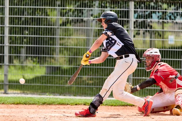 German Baseball League DBL , Munich Haar Disciples vs Stuttgart Reds, Haar Disciples, Stuttgart Reds, 2026 06 07 in Munich Haar Ballpark Eglfing KRAMER Quentin Munich Haar Disciples Second Baseman Nr11 HAA11 , WITT Yannick Stuttgart Reds Catcher, Shortstop Nr6 STG6 sportworld München Haar Ballpark Eglfing Bayern Germany