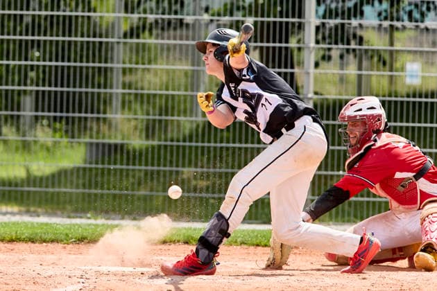 German Baseball League DBL , Munich Haar Disciples vs Stuttgart Reds, Haar Disciples, Stuttgart Reds, 2026 06 07 in Munich Haar Ballpark Eglfing KRAMER Quentin Munich Haar Disciples Second Baseman Nr11 HAA11 , WITT Yannick Stuttgart Reds Catcher, Shortstop Nr6 STG6 sportworld München Haar Ballpark Eglfing Bayern Germany