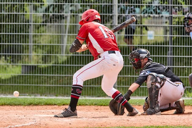 German Baseball League DBL , Munich Haar Disciples vs Stuttgart Reds, Haar Disciples, Stuttgart Reds, 2026 06 07 in Munich Haar Ballpark Eglfing van BERGEN Moritz Stuttgart Reds First Baseman, Left Fielder, Pitcher Nr15 STG15 , FIERLBECK Owen Munich Haar Disciples Catcher Nr16 HAA16 sportworld Munich Haar Ballpark Eglfing Bayern Germany