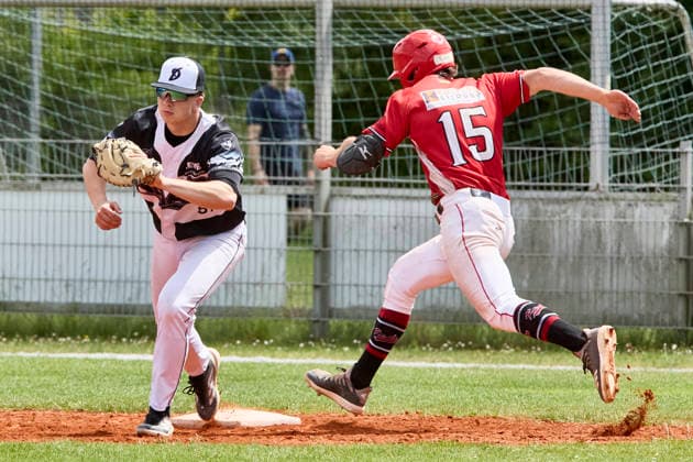 German Baseball League DBL , Munich Haar Disciples vs Stuttgart Reds, Haar Disciples, Stuttgart Reds, 2026 06 07 in Munich Haar Ballpark Eglfing BROSKE Moritz Munich Haar Disciples First Baseman, Third Baseman Nr87 HAA87 , van BERGEN Moritz Stuttgart Reds First Baseman, Left Fielder, Pitcher Nr15 STG15 sportworld München Haar Ballpark Eglfing Bayern Germany