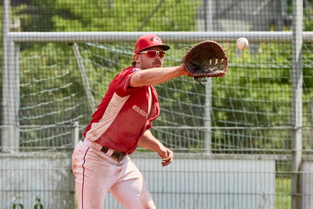 German Baseball League DBL , Munich Haar Disciples vs Stuttgart Reds, Haar Disciples, Stuttgart Reds, 2026 06 07 in Munich Haar Ballpark Eglfing van BERGEN Moritz Stuttgart Reds First Baseman, Left Fielder, Pitcher Nr15 STG15 sportworld München Haar Ballpark Eglfing Bayern Germany