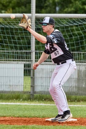 German Baseball League DBL , Munich Haar Disciples vs Stuttgart Reds, Haar Disciples, Stuttgart Reds, 2026 06 07 in Munich Haar Ballpark Eglfing BROSKE Moritz Munich Haar Disciples First Baseman, Third Baseman Nr87 HAA87 sportworld Munich Haar Ballpark Eglfing Bayern Germany
