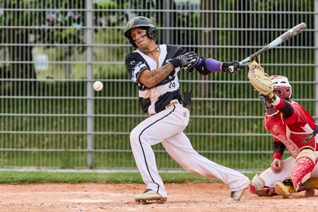 German Baseball League DBL , Munich Haar Disciples vs Stuttgart Reds, Haar Disciples, Stuttgart Reds, 2026 06 07 in Munich Haar Ballpark Eglfing BRICENO Francisco Severo Riestra Munich Haar Disciples Shortstop, Second Baseman Nr44 HAA44 , WITT Yannick Stuttgart Reds Catcher, Shortstop Nr6 STG6 sportworld Munich Haar Ballpark Eglfing Bayern Germany