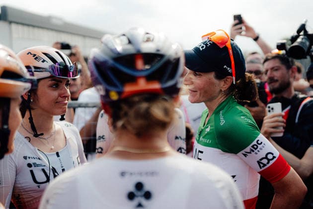 Giro Women Picture by Thomas Maheux SWpix.com 07 06 2026 - Cycling - Giro Women - Stage 9 - Saluzzo - Saluzzo Longo Borghini Elisa & Camilla Gasparrini Eleonora, UAE Team ADQ Saluzzo Italy Copyright: x xThomasxMaheuxxviaxSWpix.comx(t axPhotographyxHubxLtd)xThomasxMaheux SWpix.comx SWP-3197