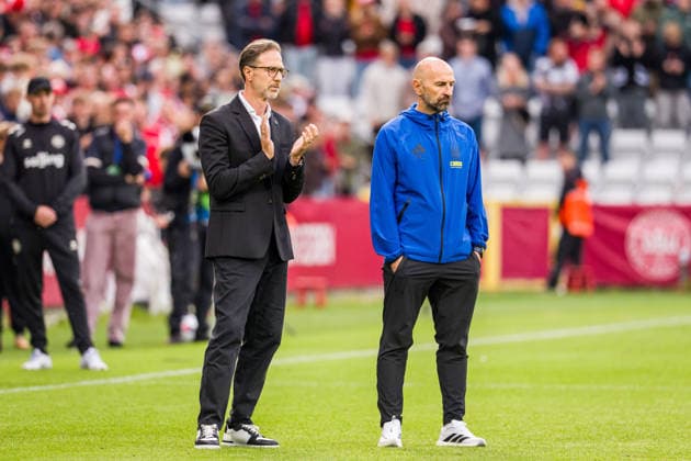 Denmark v Ukraine, football friendly, Odense, Denmark Odense, Denmark. 07th, June 2026. Head coach Andrea Maldera (L) of Ukraine seen after the collapse of Christian Eriksen of Denmark at the football friendly between Denmark and Ukraine at Odense Stadion in Odense. Denmark, Odense, Nature Energy Park  Copyright: xGonzalesxPhoto KentxRasmussenx
