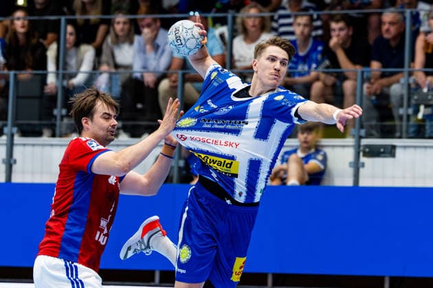 07 06 2026, GER, Handball, Men, Season 25 26, Daikin 1 Bl, 34 Matchday, ThSV Eisenach HSV Hamburg Handball Sport Verein Hamburg Andreas Magaard Handball Sport Verein Hamburg , Oskar Joelsson ThSV Eisenach,3 99817 Eisenach Werner Assmann Halle Am Sportp Thueringen Germany