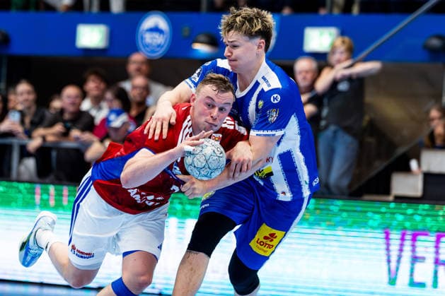 07 06 2026, GER, Handball, Men, Season 25 26, Daikin 1 Bl, 34 Matchday, ThSV Eisenach HSV Hamburg Handball Sport Verein Hamburg Moritz Sauter Handball Sport Verein Hamburg , Tillman Leu ThSV Eisenach,99 99817 Eisenach Werner Assmann Halle Am Sportp Thueringen Germany