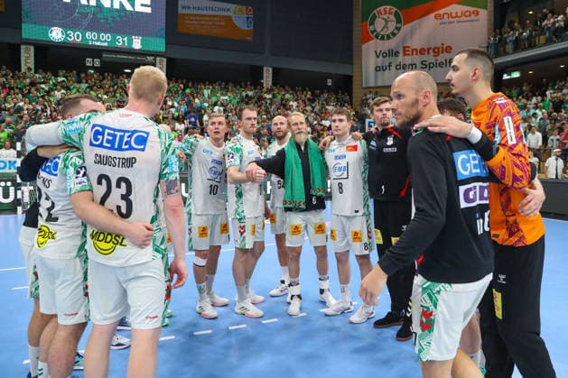 07 06 2026, xtgx, Handball, Daikin HBL, HSG Wetzlar SC Magdeburg v l Magdeburg Cheers over the victory, cheers after the end of the game Wetzlar