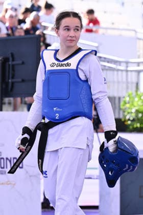 IPA85474858 - Alisa Angelova (RUS) competes in the women s -49kg final against Jana Khattab (EGY) of the World Taekwondo Grand Prix at the Foro Italico, June 7, 2026, Rome, Italy.  Copyright: xDomenicoxCippitelli IPAxSportx xx 85474858
