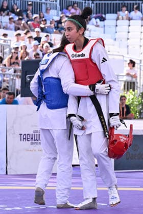 IPA85474878 - Alisa Angelova (RUS) celebrate the victory in the women s -49kg final against Jana Khattab (EGY) of the World Taekwondo Grand Prix at the Foro Italico, June 7, 2026, Rome, Italy.  Copyright: xDomenicoxCippitelli IPAxSportx xx 85474878