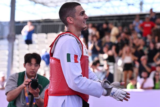 IPA85474880 - Vito Dell Aquila (ITA) celebrate the victory of the men s -58kg final against Eunsu Seo (KOR) of the World Taekwondo Grand Prix at the Foro Italico, June 7, 2026, Rome, Italy.  Copyright: xDomenicoxCippitelli IPAxSportx xx 85474880