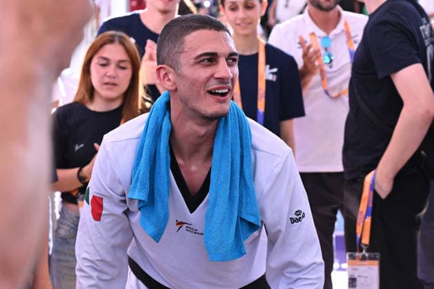 CONTACT - Taekwondo - World Taekwondo Rome Grand Prix 2026 Photo by IPA ABACAPRESS.COM85474872 - Vito Dell Aquila (ITA) celebrate the victory of the men s -58kg final against Eunsu Seo (KOR) of the World Taekwondo Grand Prix at the Foro Italico, June 7, 2026, Rome, Italy. Roma Italy  Copyright: xIPAxSport ABACAx
