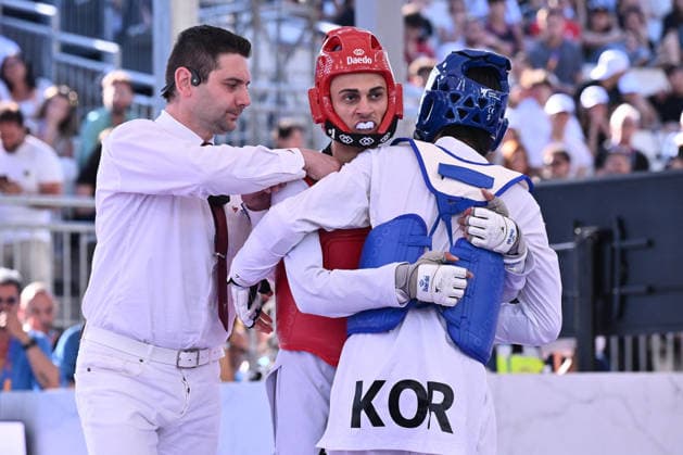 CONTACT - Taekwondo - World Taekwondo Rome Grand Prix 2026 Photo by IPA ABACAPRESS.COM85474800 - Vito Dell Aquila (ITA) and Eunsu Seo (KOR) competes in the men s -58kg final of the World Taekwondo Grand Prix at the Foro Italico, June 7, 2026, Rome, Italy. Roma Italy  Copyright: xIPAxSport ABACAx
