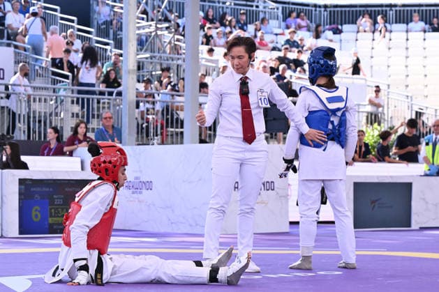 CONTACT - Taekwondo - World Taekwondo Rome Grand Prix 2026 Photo by IPA ABACAPRESS.COM85474804 - Jana Khattab (EGY) and Alisa Angelova (RUS) compete in the women s -49kg final of the World Taekwondo Grand Prix at the Foro Italico, June 7, 2026, Rome, Italy. Roma Italy  Copyright: xIPAxSport ABACAx
