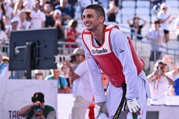 CONTACT - Taekwondo - World Taekwondo Rome Grand Prix 2026 Photo by IPA ABACAPRESS.COM85474809 - Vito Dell Aquila (ITA) celebrate the victory of the men s -58kg final against Eunsu Seo (KOR) of the World Taekwondo Grand Prix at the Foro Italico, June 7, 2026, Rome, Italy. Roma Italy  Copyright: xIPAxSport ABACAx