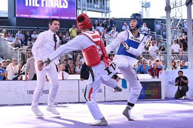 CONTACT - Taekwondo - World Taekwondo Rome Grand Prix 2026 Photo by IPA ABACAPRESS.COM85474861 - Vito Dell Aquila (ITA) and Eunsu Seo (KOR) competes in the men s -58kg final of the World Taekwondo Grand Prix at the Foro Italico, June 7, 2026, Rome, Italy. Roma Italy  Copyright: xIPAxSport ABACAx