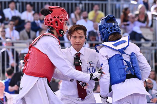 CONTACT - Taekwondo - World Taekwondo Rome Grand Prix 2026 Photo by IPA ABACAPRESS.COM85474865 - Jana Khattab (EGY) and Alisa Angelova (RUS) compete in the women s -49kg final of the World Taekwondo Grand Prix at the Foro Italico, June 7, 2026, Rome, Italy. Roma Italy  Copyright: xIPAxSport ABACAx