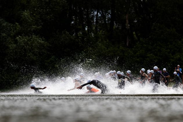 07 06 2026, GER, Crosstriathlon, Maenner Frauen, Saison 26, 38 Teag Werratal Crosstriathlon org Triathlonverein Werratal e V 500m swim in open water, 11,9km MTB course and 4,0km run course took the participants in the categories Jedermann Cross Einzel Staffel as well as the Sprint Cross Einzel incl Thüringer Meisterschaft in angriff 98597 Breitungen Strandbad Kiessee Thueringen Germany