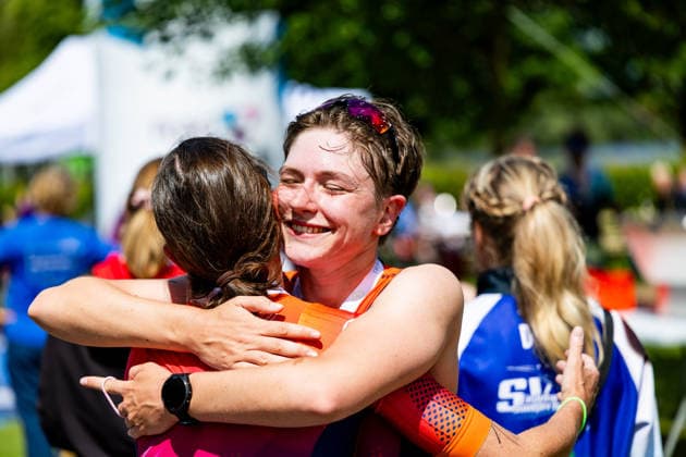 07 06 2026, GER, Crosstriathlon, Maenner Frauen, Saison 26, 38 Teag Werratal Crosstriathlon org Triathlonverein Werratal e V Maja Giessmann LTV Erfurt Triathlon Team Thüringen , Andrea Giessmann LTV Erfurt Triathlon Team Thüringen 500m swim in open water, 11.9km MTB course and 4.0km running course were tackled by the participants in the categories Everyman Cross Individual Relay and the Sprint Cross Individual incl. Thuringian Championship 98597 Breitungen Strandbad Kiessee Thueringen Germany