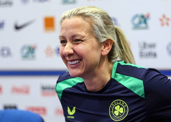 Republic of Ireland WNT press conference, PK, Pressekonferenz Stade des Alpes, Grenoble, France 8 6 2026 Head coach Carla Ward Carla Ward 8 6 2026  Copyright: x INPHO BenxBradyx BB2_9402