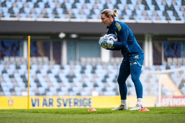 260608 Goalkeeper Jennifer Falk of the Swedish women s national football team at a training session on June 8, 2026 in Gothenburg Photo Mathias Bergeld BILDBYRAN code MB MB1380 fotboll football soccer fotball vm kval kval fifa womens world cup qualifier qualifier träning practice training sverige sweden dam bbeng women kvinner  Copyright: MATHIASxBERGELD BB260608MB021