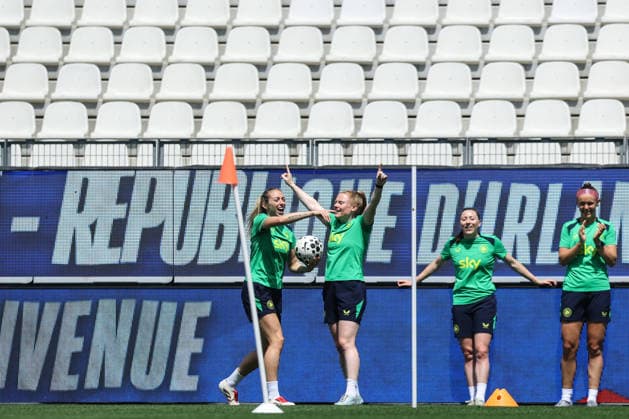 Republic of Ireland WNT Squad Training, Stade des Alpes, Grenoble, France 8 6 2026 Megan Connolly and Amber Barrett Megan Connolly and Amber Barrett 8 6 2026  Copyright: x INPHO BenxBradyx BB3_7884