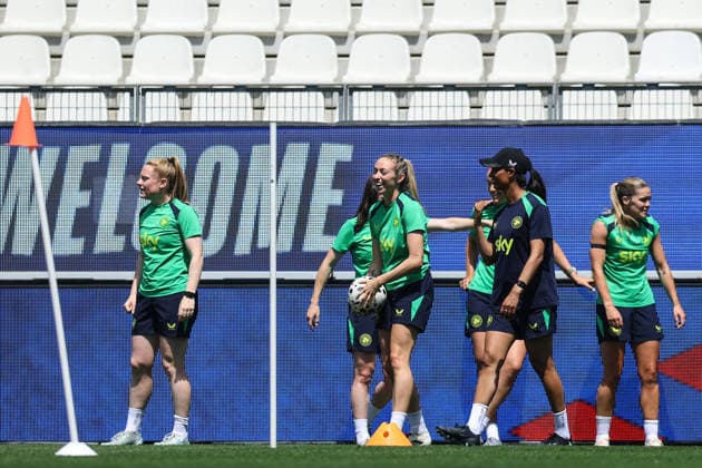 Republic of Ireland WNT Squad Training, Stade des Alpes, Grenoble, France 8 6 2026 Amber Barrett and Megan Connolly Amber Barrett and Megan Connolly 8 6 2026  Copyright: x INPHO BenxBradyx BB3_7927