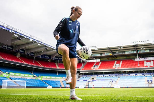 260608 Marthine ostenstad of the Norwegian women™s national football team during a training session on June 8, 2026 in Oslo Photo Marius Simensen BILDBYRAN Cop 238 bbeng dam fifa women s world cup qualifier football fotball fotball norge norway practice soccer training trening träning  Copyright: MARIUSxSIMENSEN BB260608BB057
