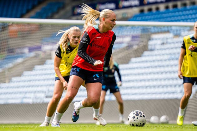 260608 Cathinka Tandberg of the Norwegian women™s national football team during a training session on June 8, 2026 in Oslo Photo Marius Simensen BILDBYRAN Cop 238 bbeng dam fifa women s world cup qualifier football fotball fotball norge norway practice soccer training trening träning  Copyright: MARIUSxSIMENSEN BB260608BB074