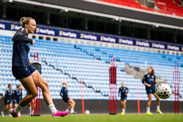 260608 Synne Jensen of the Norwegian women™s national football team during a training session on June 8, 2026 in Oslo Photo Marius Simensen BILDBYRAN Cop 238 bbeng dam fifa women s world cup qualifier football fotball fotboll norge norway practice soccer training trening träning  Copyright: MARIUSxSIMENSEN BB260608BB085
