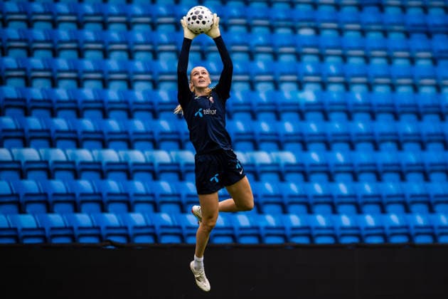 260608 Goalkeeper Selma Panengstuen of the Norwegian women™s national football team during a training session on June 8, 2026 in Oslo Photo Marius Simensen BILDBYRAN Cop 238 bbeng dam fifa women s world cup qualifier football fotball fotball norge norway practice soccer training trening träning  Copyright: MARIUSxSIMENSEN BB260608BB093