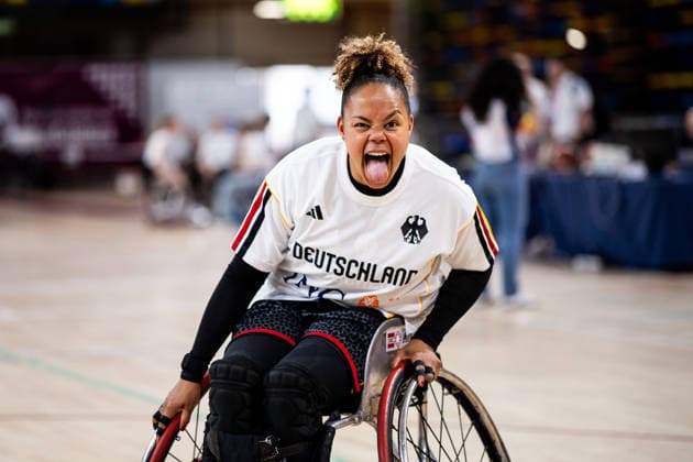 GUADALAJARA, SPAIN - JUNE 08: Roli-Ann Neubauer (Germany, 11) grimacing, sticking out her tongue during warm up before the 2026 IWBF Women™s Repechage match between Angola vs. Germany at Palacio Multiusos de Guadalajara on June 08, 2026 in Guadalajara, Spain. Spain Copyright: xSteffiexWunderlx