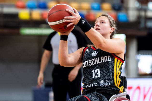 GUADALAJARA, SPAIN - JUNE 08: Svenja Mayer (Germany, 13) shoots the ball during the 2026 IWBF Women™s Repechage match between Angola vs. Germany at Palacio Multiusos de Guadalajara on June 08, 2026 in Guadalajara, Spain. Spain Copyright: xSteffiexWunderlx