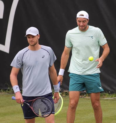 08 06 2026, Boss Open 2026, ATP Tour 250 Stuttgart, TTC Weissenhof, Tennis, Sport, in the picture Yannick Hanfmann GER and Jan Lennard Struff GER