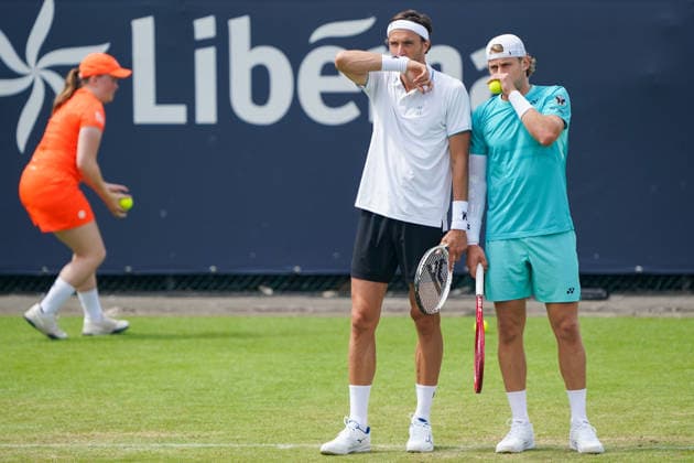 2026-06-08 - Libema Open 2026 ROSMALEN, NETHERLANDS - JUNE 8: Arthur Rinderknech of France, Zizou Bergs of Belgium during the Libema Open 2026 at the Autotron on June 8, 2026 in Rosmalen, Netherlands Rosmalen Autotron Netherlands Content not available for redistribution in The Netherlands directly or indirectly through any third parties. Copyright: xAndrexWeeningx