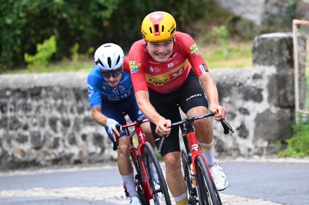Tour Auvergne - Rhone-Alpes 2026 Stage 2 LE PUY-EN-VELAY, FRANCE - JUNE 08 : Charmig Anthon (DEN) of UNO-X Mobility and Braz Afonso Clement (FRA) of Groupama - FDJ United during stage 2 of the 78th edition of Tour Auvergne - Rhone-Alpes an UCI World Tour 2.UWT cycling road race stage for Men Elite of 234.3 km with start in Saint-Martin-Le-Vinoux and finish in Le Puy-en-Velay on June 8, 2026 in Le Puy-en-Velay, France, 08 06 2026 ( Motordriver Guy De Vuyst - Le Puy-en-Velay France  Copyright: xVincentxKalutx
