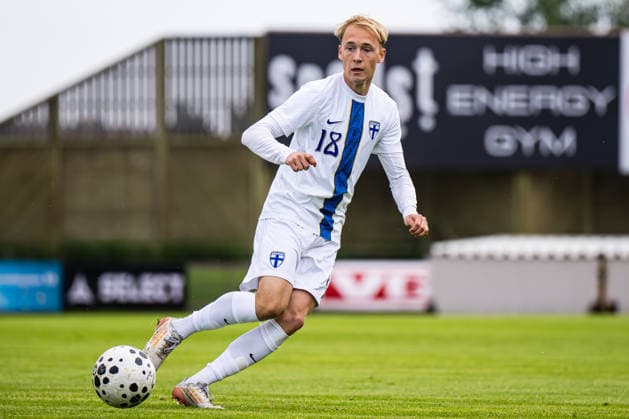 260608 Liam Möller of Finland during the under 21 international friendly football match between Norway and Finland on June 8, 2026 in Moss Photo Marius Simensen BILDBYRAN COP 238 bbeng finland football fotball fotboll international friendly norway privatlandskamp soccer träningslandskamp u21 under 21  Copyright: MARIUSxSIMENSEN BB260608BB135
