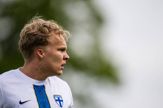 260608 Oskari Väistö of Finland during the under 21 international friendly football match between Norway and Finland on June 8, 2026 in Moss Photo Marius Simensen BILDBYRAN COP 238 bbeng finland football fotball fotboll international friendly norway privatlandskamp soccer träningslandskamp u21 under 21  Copyright: MARIUSxSIMENSEN BB260608BB145